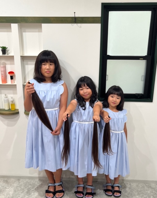 3姉妹で初めてのヘアドネーションに挑戦✄